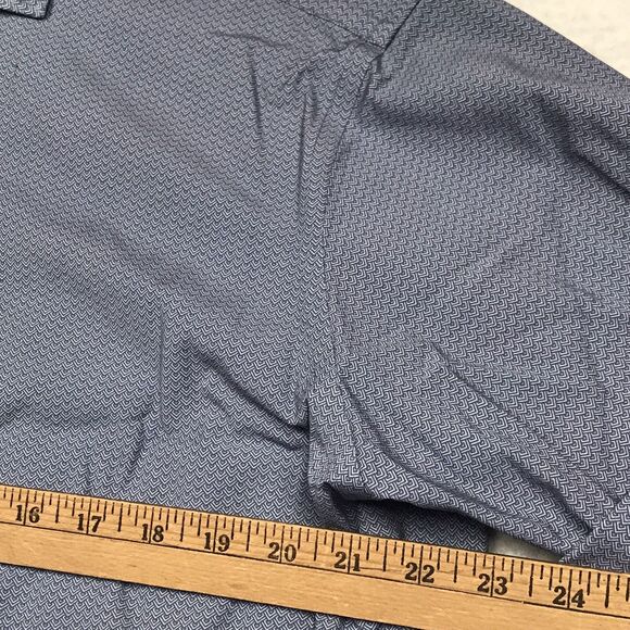 PROPER CLOTH Reda Shirt Men XL Blue Zig Zag Print 100% Merino Wool Flip Cuff - Picture 7 of 12